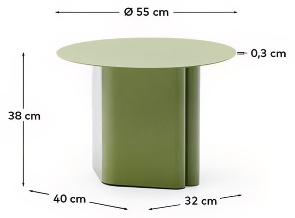 Zelený kovový odkládací stolek Kave Home Arvin 55 cm