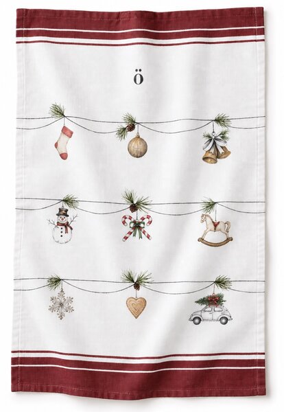 Sögne Home Bavlněná utěrka Christmas Garland - Red SGH119