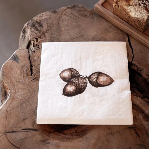 Sögne Home Papírové ubrousky Winter Acorn - 20 ks SGH116
