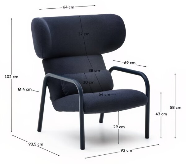 Modré čalouněné křeslo Kave Home Inari