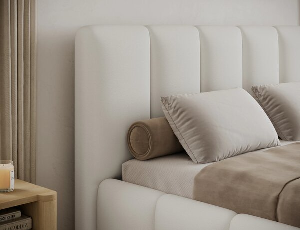 Manželská čalouněná postel 180x200 DOLVERO 2 - bílá eko kůže