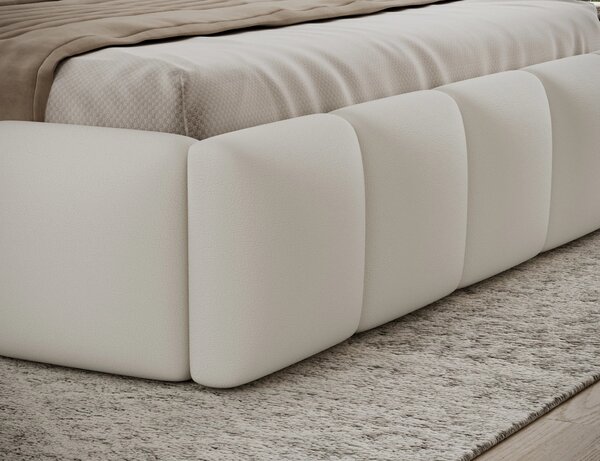 Manželská čalouněná postel 180x200 DOLVERO 2 - bílá eko kůže