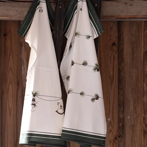 Sögne Home Bavlněná utěrka Christmas Garland - Green SGH120
