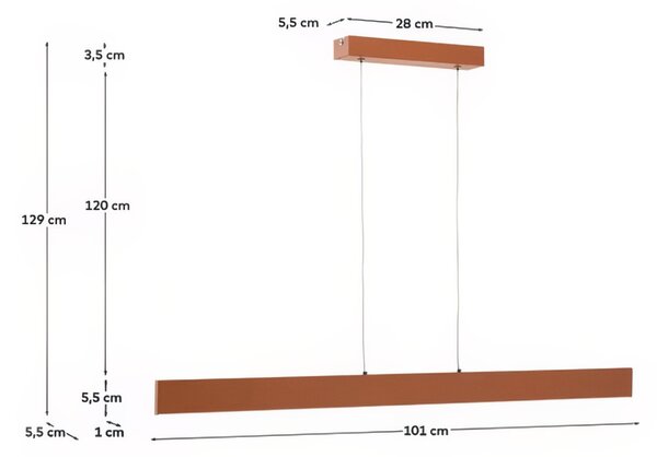 Terakotově červené závěsné LED světlo Kave Home Boadella 101 cm