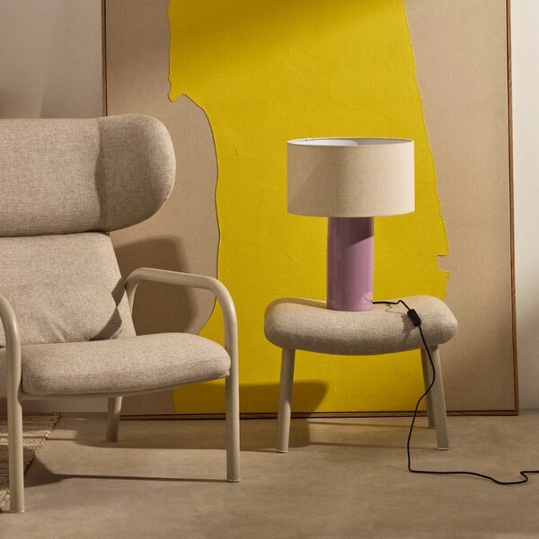 Fialová keramická stolní lampa Kave Home Toneric