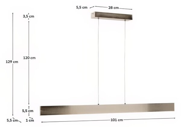 Stříbrné závěsné LED světlo Kave Home Boadella 101 cm