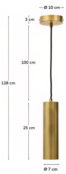Zlaté kovové závěsné LED světlo Kave Home Andia