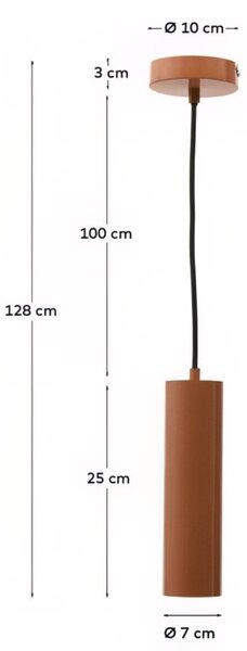 Terakotově červené kovové závěsné LED světlo Kave Home Andia