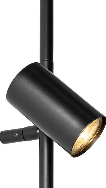 Nástěnná lampa černá s nožním spínačem 3-světlo - Jeana Luxe