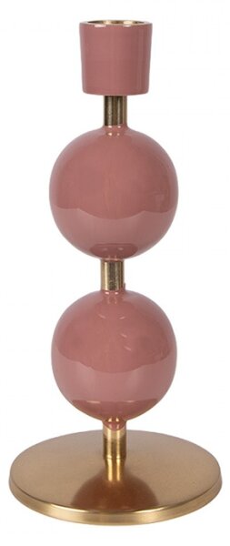 Růžovo-zlatý kovový svícen v retro stylu Bubble – 9x19 cm