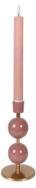 Růžovo-zlatý kovový svícen v retro stylu Bubble – 9x19 cm