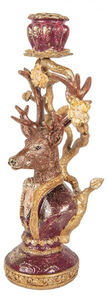 Svícen ve tvaru jelena s patinou – 14x11x31 cm