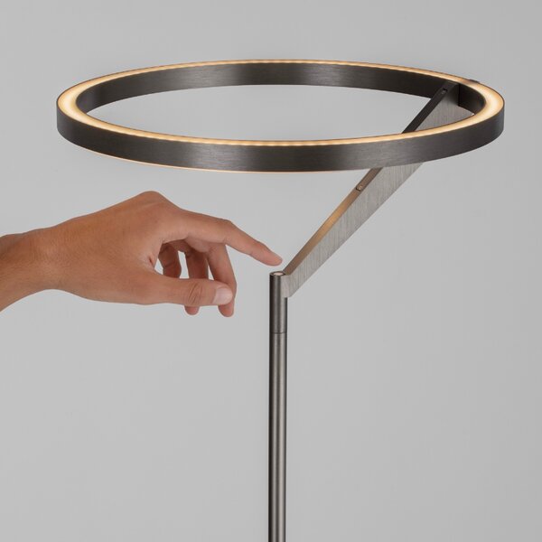 Stříbrnošedá kovová stojací LED lampa Nova Luce Tilia 168 cm