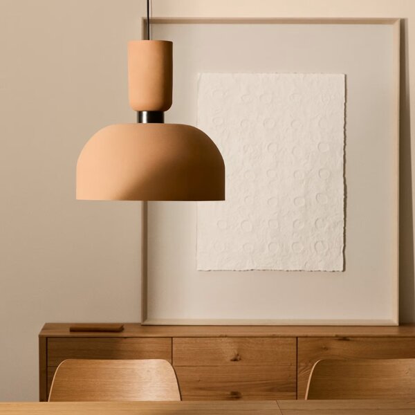 Béžové kovové závěsné světlo Kave Home Nibla 40 cm