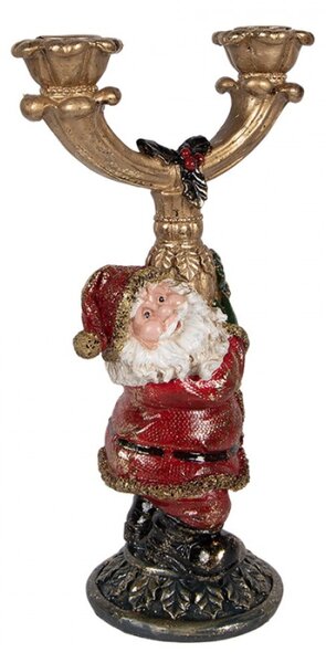 Vánoční svícen na 2 svíčky se Santa Clausem – 17x10x28 cm