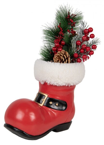 Červená vánoční dekorace bota Santa Clause – 26x15x21 cm