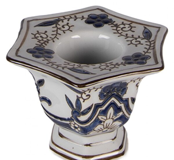 Keramický svícen s modrým cibulákovým vzorem Slaven L – 18x36 cm