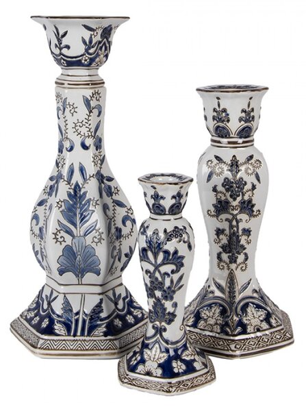 Keramický svícen s modrým cibulákovým vzorem Slaven S – 11x21 cm