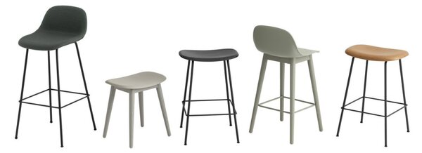Muuto Barová stolička Fiber Stool 65cm s opěrkou, Tube Base, black