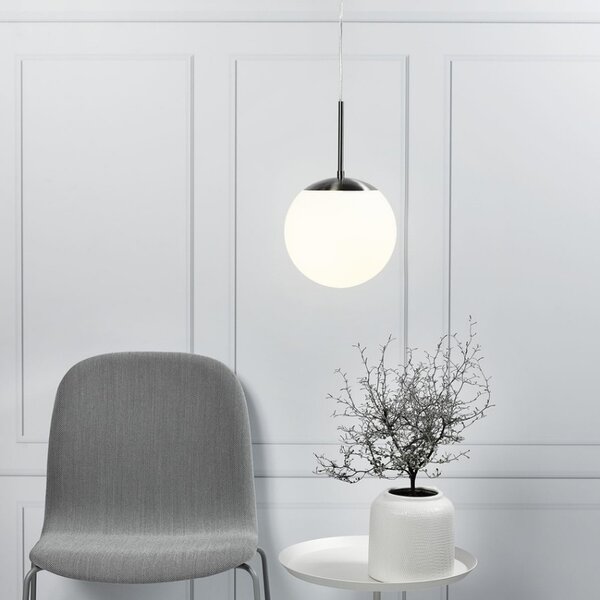 Nordlux Opálově bílé skleněné závěsné světlo Cafe 15 cm