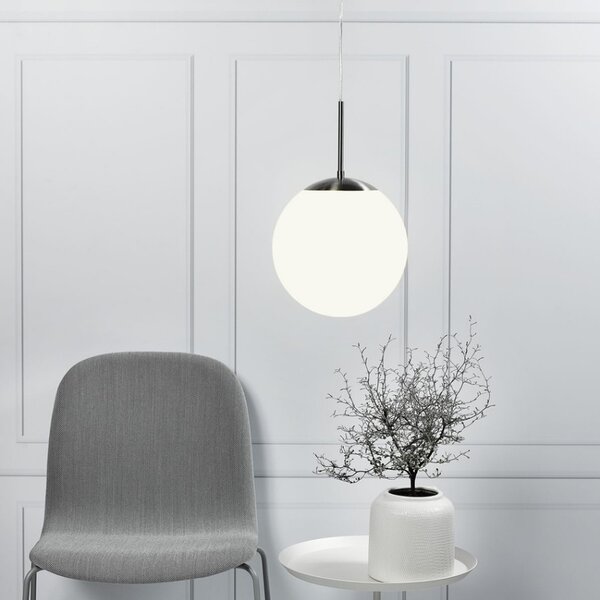 Nordlux Opálově bílé skleněné závěsné světlo Cafe 25 cm