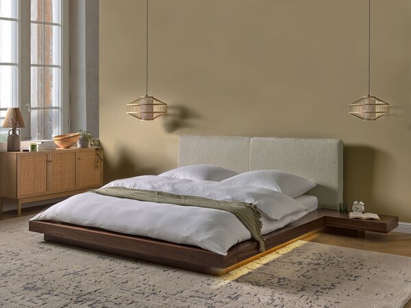 LED postel Buklé ZEN 160 x 200 cm LED Hnědý jasan