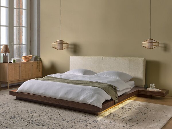 LED postel Buklé ZEN 180 x 200 cm LED Hnědý jasan