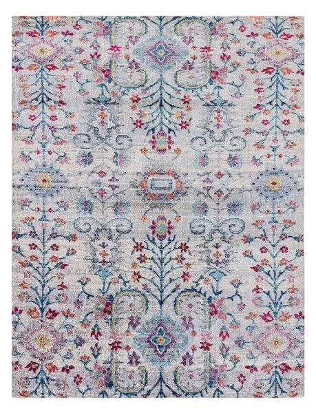 ASIR Koberec (160 x 230) WOOSONIL106 Modro-šedý s květinovým vzorem