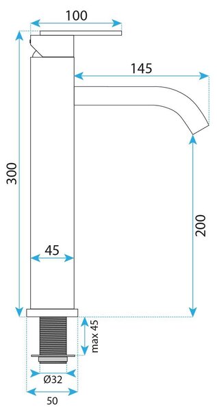 Rea Ontario, vysoká umyvadlová baterie h-300, měděná matná, REA-B0971