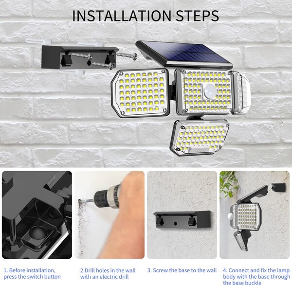 Venkovní solární nástěnné LED osvětlení IMMAX CLOVER s PIR čidlem, 5W