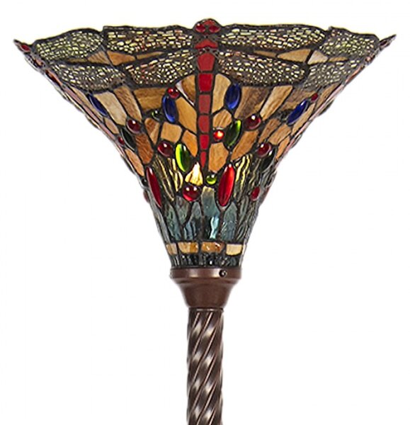 Stojací lampa Tiffany Dragonfly – 38x186 cm