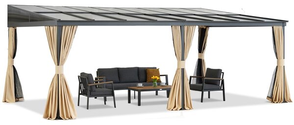 Hliníkový přístřešek na terasu 4 x 6 m Tarragona Premium Garden Point béžový