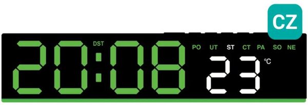 JVD Digitální budík do sítě s teploměrem a češtinou JVD SB114.1 (12-ti nebo 24-hodinový denní režim)