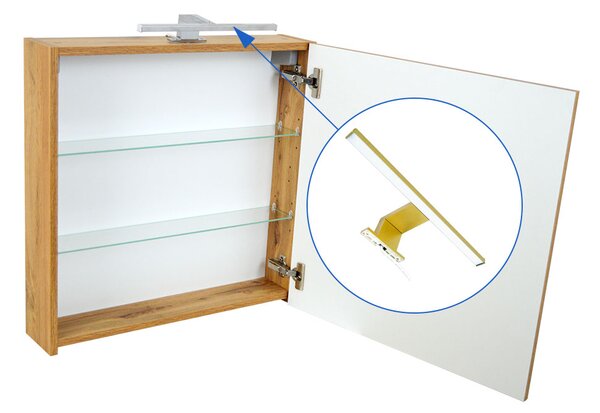 Comodo Zrcadlová skříňka Ideal OW 60 ZS LED-G s osvětlením Any LED 30 G, zlatá
