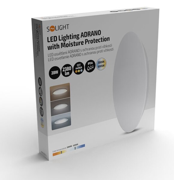 Solight LED osvětlení Adrano s ochranou proti vlhkosti, IP54, 28W, 2380lm, 3CCT, 38cm WO824