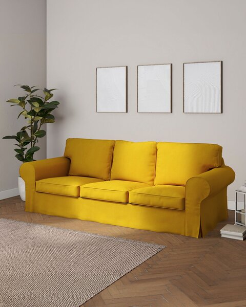 Potah na pohovku IKEA Ektorp 3-místná, nerozkládací barva žlutá látka pletený vzor