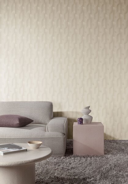 Vliesová tapeta na zeď, krémová, geometrická, PW3101, Precious Weaves, Grandeco
