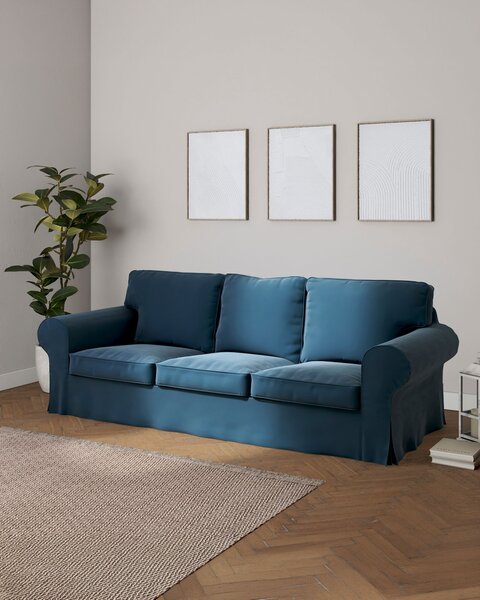 Potah na pohovku IKEA Ektorp 3-místná, nerozkládací barva modrá látka lesklé, sametová