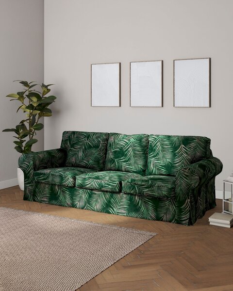 Potah na pohovku IKEA Ektorp 3-místná, nerozkládací barva zelená látka sametová, vzorované