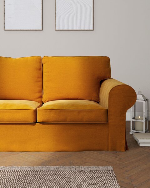 Potah na pohovku IKEA Ektorp 3-místná, nerozkládací barva žlutá látka lesklé, sametová