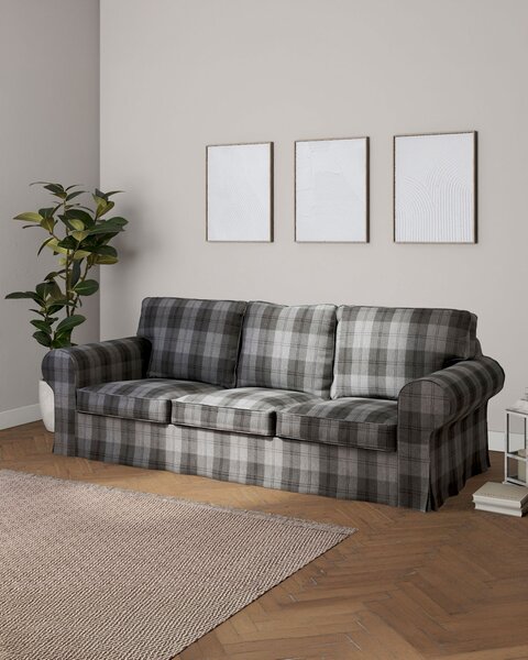 Potah na pohovku IKEA Ektorp 3-místná, nerozkládací barva šedá látka pletený vzor, vzorované