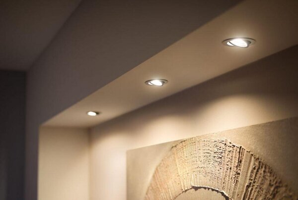 Philips Hue WA Milliskin zápustné LED svítidlo 3xGU10 4,2W 400lm 2200-6500K 9cm kulaté IP20, hliník