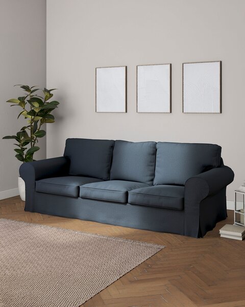 Potah na pohovku IKEA Ektorp 3-místná, nerozkládací barva modrá látka pletený vzor