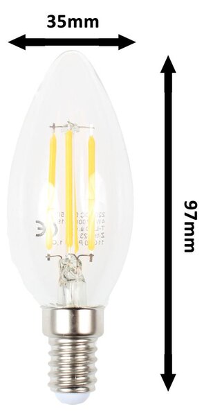T-LED LED žárovka svíčka Filament 4W E14 stmívatelná 03340