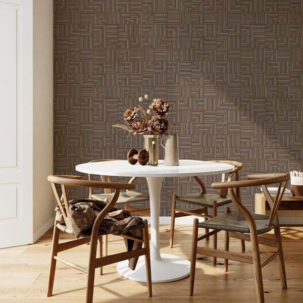 Geometrická vliesová tapeta na zeď, hnědá, imitace látky, 23209-6, Omega, AdaWall