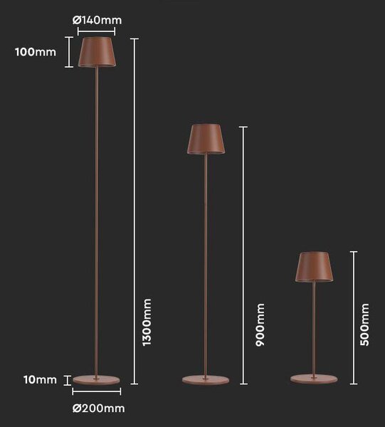 Corten LED stojací nabíjecí lampa 500-1300mm 4W IP54 - LED Solution - LED lampičky a svítilny > Stojací LED lampy