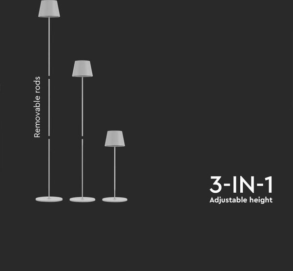 LED Solution Bílá LED stojací nabíjecí lampa 500-1300mm 4W IP54 7007