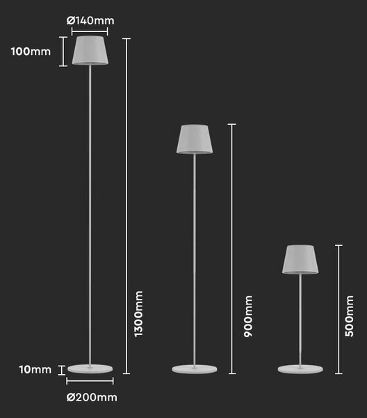 LED Solution Bílá LED stojací nabíjecí lampa 500-1300mm 4W IP54 7007