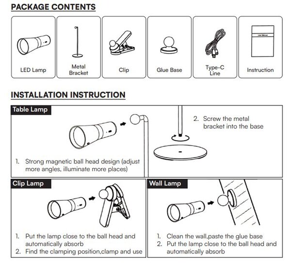 LED Solution Bílá LED stolní nabíjecí magnetická lampa 3v1 3W 23041