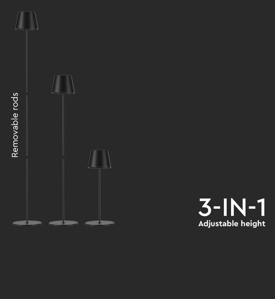 LED Solution Černá LED stojací nabíjecí lampa 500-1300mm 4W IP54 7009